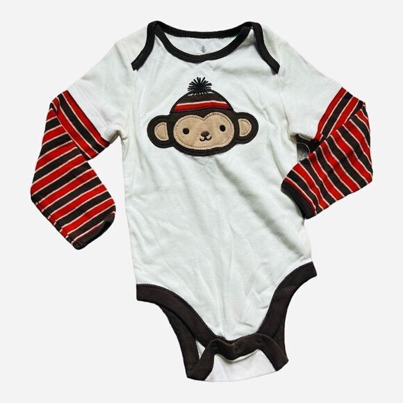 NWT Baby Boys Old Navy Vintage Sock Monkey Layered Look Bodysuit - Sz 18-24 mo - Picture 1 of 1